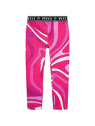 Leggings per bambina Emilio Pucci Junior fucsia con stampa astratta PY6B61 Z3687 570BC EMILIO PUCCI KIDS 