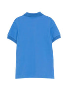 T-shirt per bambino Moschino Kids azzurro con colletto stile polo HVM03YLFA08 40630 MOSCHINO KIDS 