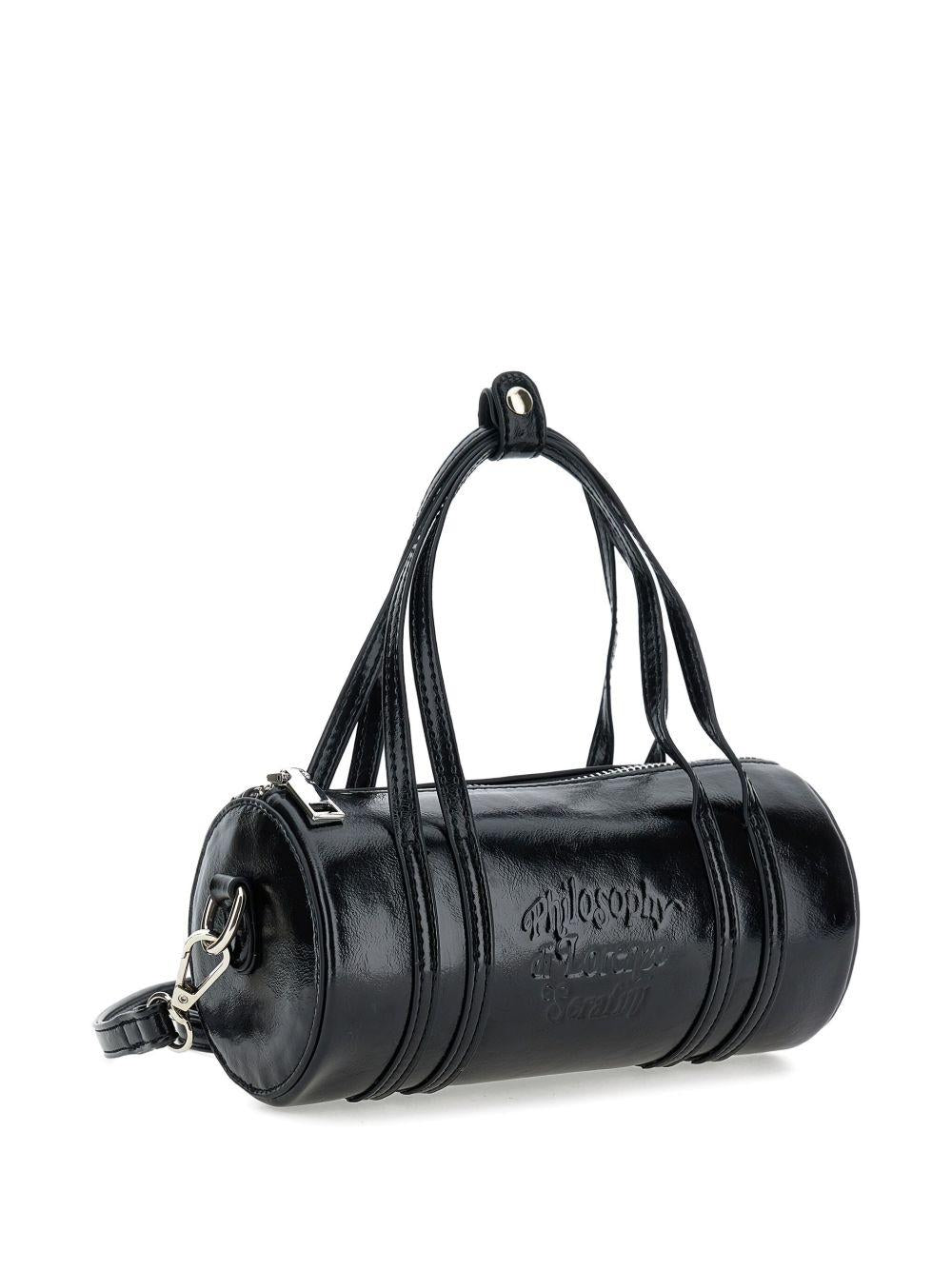 Borsa cilindrica per bambina Philosophy Di Lorenzo Serafini Kids nero in vernice I9F005 6073 P050 PHILOSOPHY KIDS 