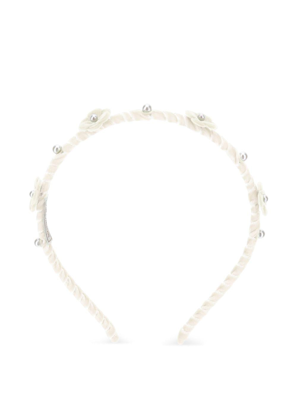 Cerchietto per capelli per bambina Monnalisa Kids bianco con dettagli fiori in rilievo 17H003 8058 0001 MONNALISA KIDS 