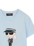 T-shirt per bambino Karl Lagerfeld Kids azzurra con stampa grafica Z31096 77X KARL LAGERFELD KIDS 