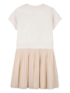 Abito per bambina Michael Kors Kids beige con gonna plissettata R30587 190 MICHAEL KORS KIDS 