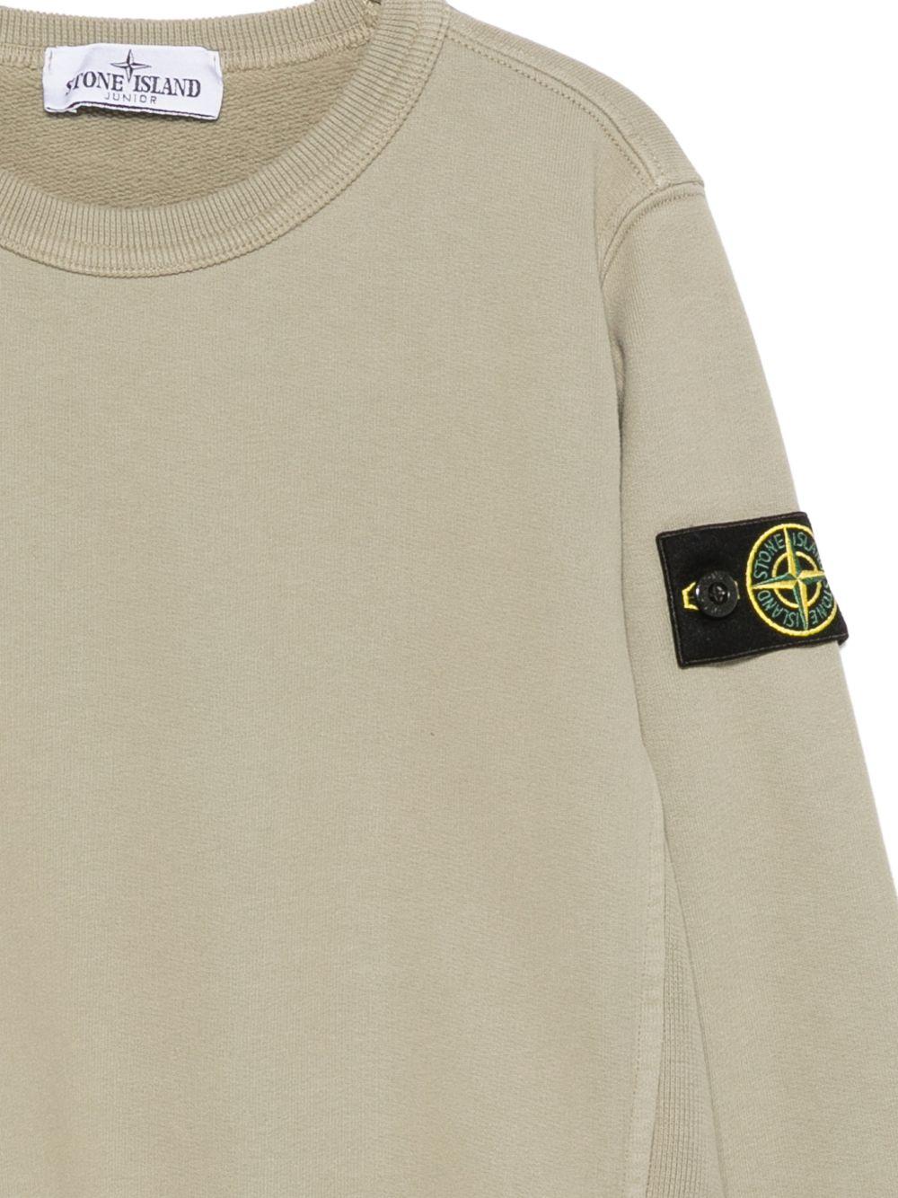 Felpa per bambino Stone Island Kids beige con distintivo Compass L2S166100001S0A20 V0068 STONE ISLAND KIDS 