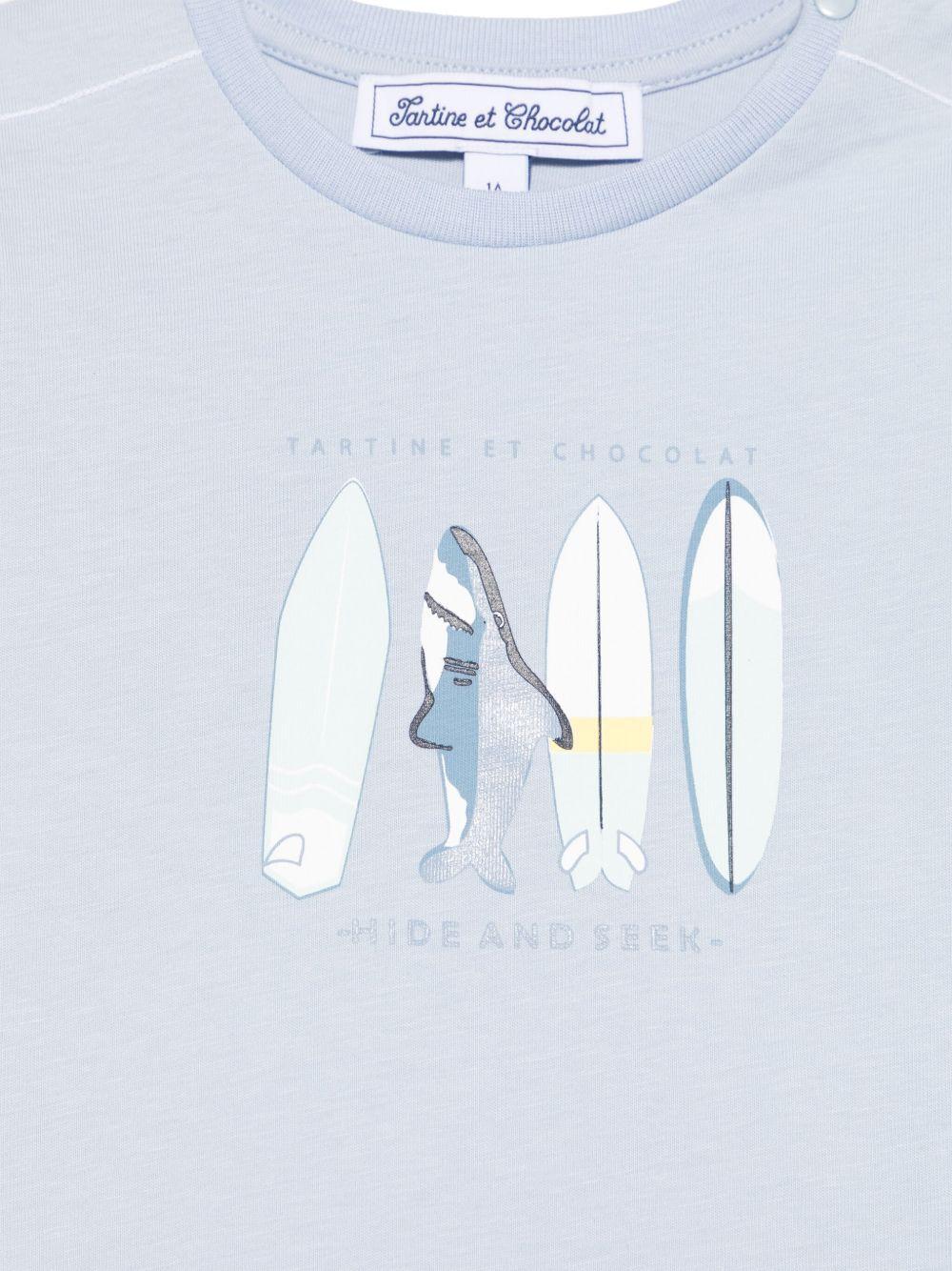 T-shirt con stampa per neonato Tartine & Chocolat azzurro con girocollo CA10041 45 TArtine & Chocolat KIDS 