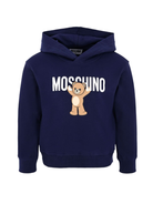 Felpa per bambino Moschino Kids blu con stampa Teddy Bear HUF09FLCA40 40016 MOSCHINO KIDS 