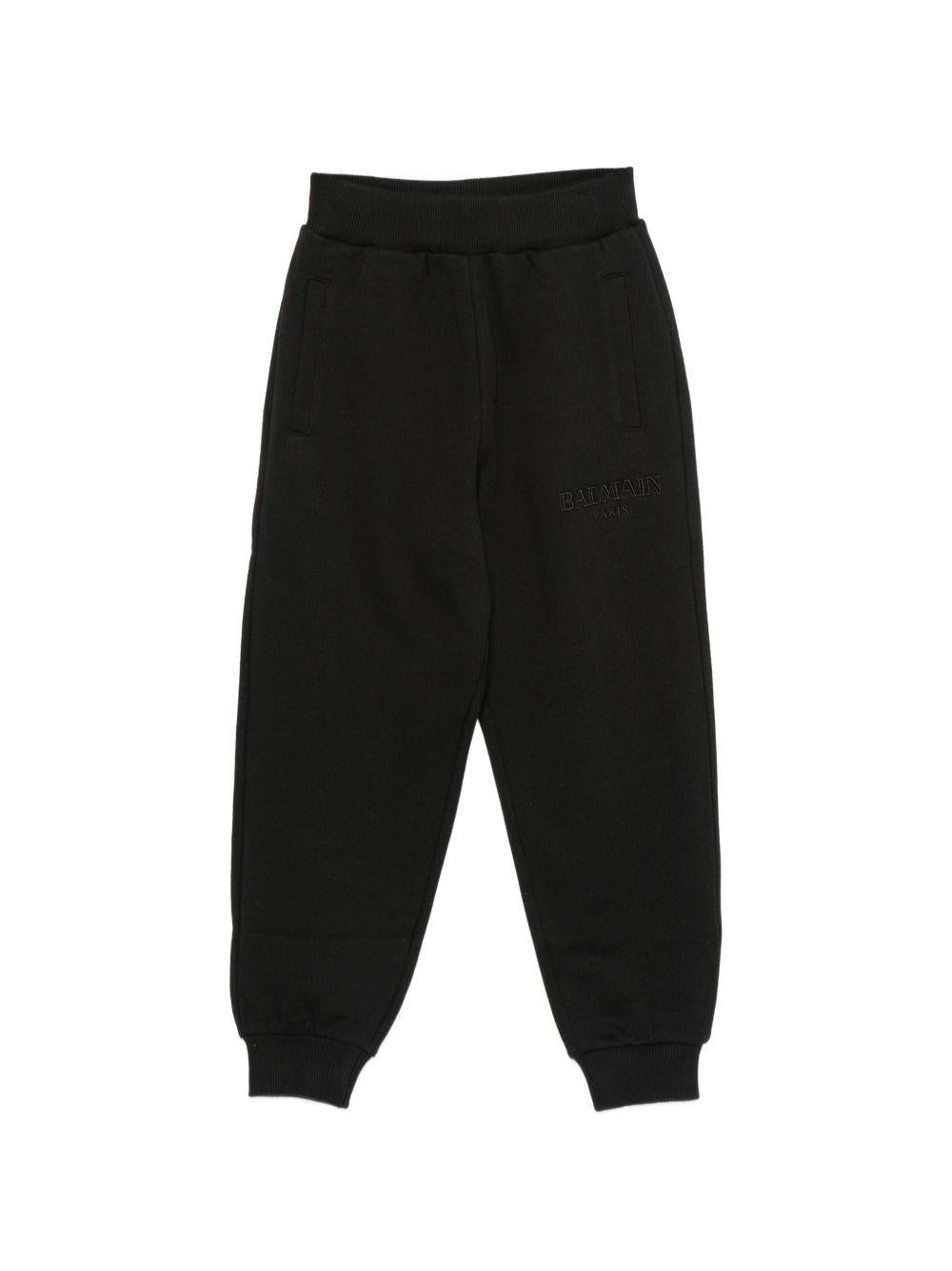 Pantaloni per bambino Balmain Kids neri con logo ricamato sul davanti BZ6I00 Z3183 930 BALMAIN KIDS 