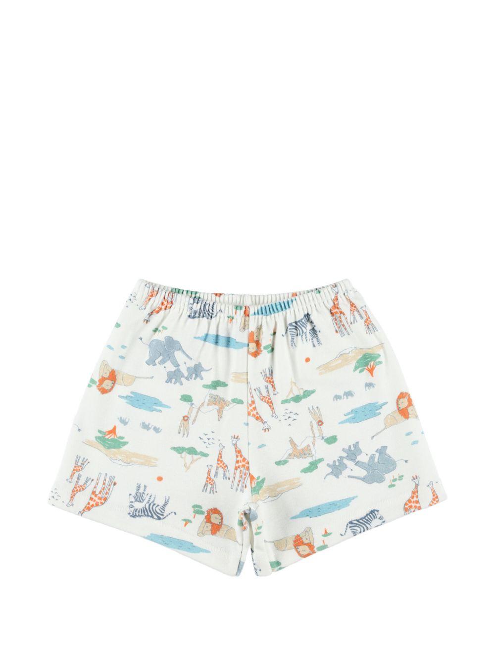 Set pigiama e maschera per bambino Petit Bateau bianco con stampa animali all-over A0F6M 01 PETIT BATEAU KIDS 