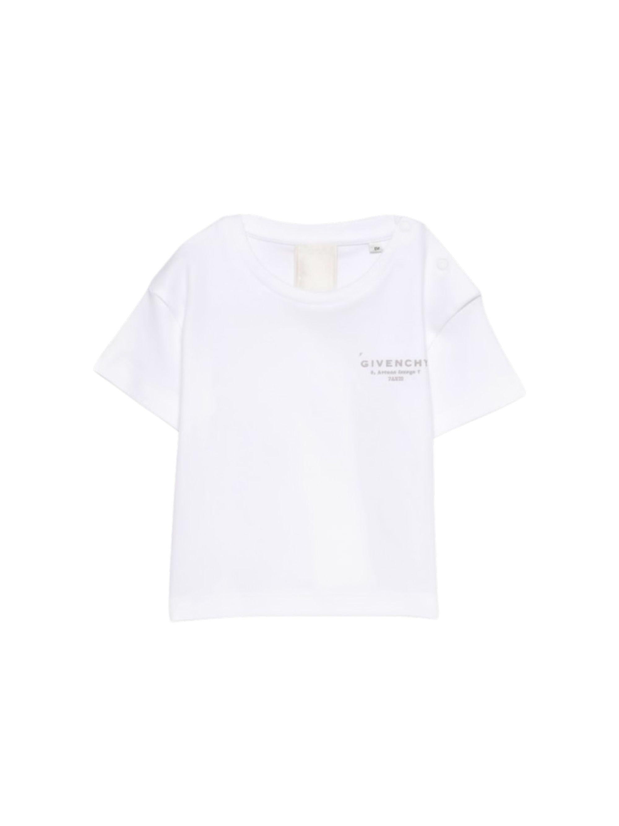 T-shirt per neonati Givenchy Kids bianca con logo sul davanti H31184 10P GIVENCHY KIDS 