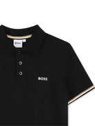 Polo per bambino Boss Kids nera con borsi a contrasto J52958 09B BOSS KIDS 