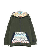 Felpa per bambino Missoni Kids verde con dettagli con motivo a zigzag MZ4H10 Z3183 70J MISSONI KIDS 