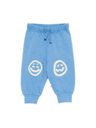 Pantaloni Simeon sportivi per neonato Molo azzurri con toppe smile sulle ginocchia 6S26I205 5615 MOLO KIDS 