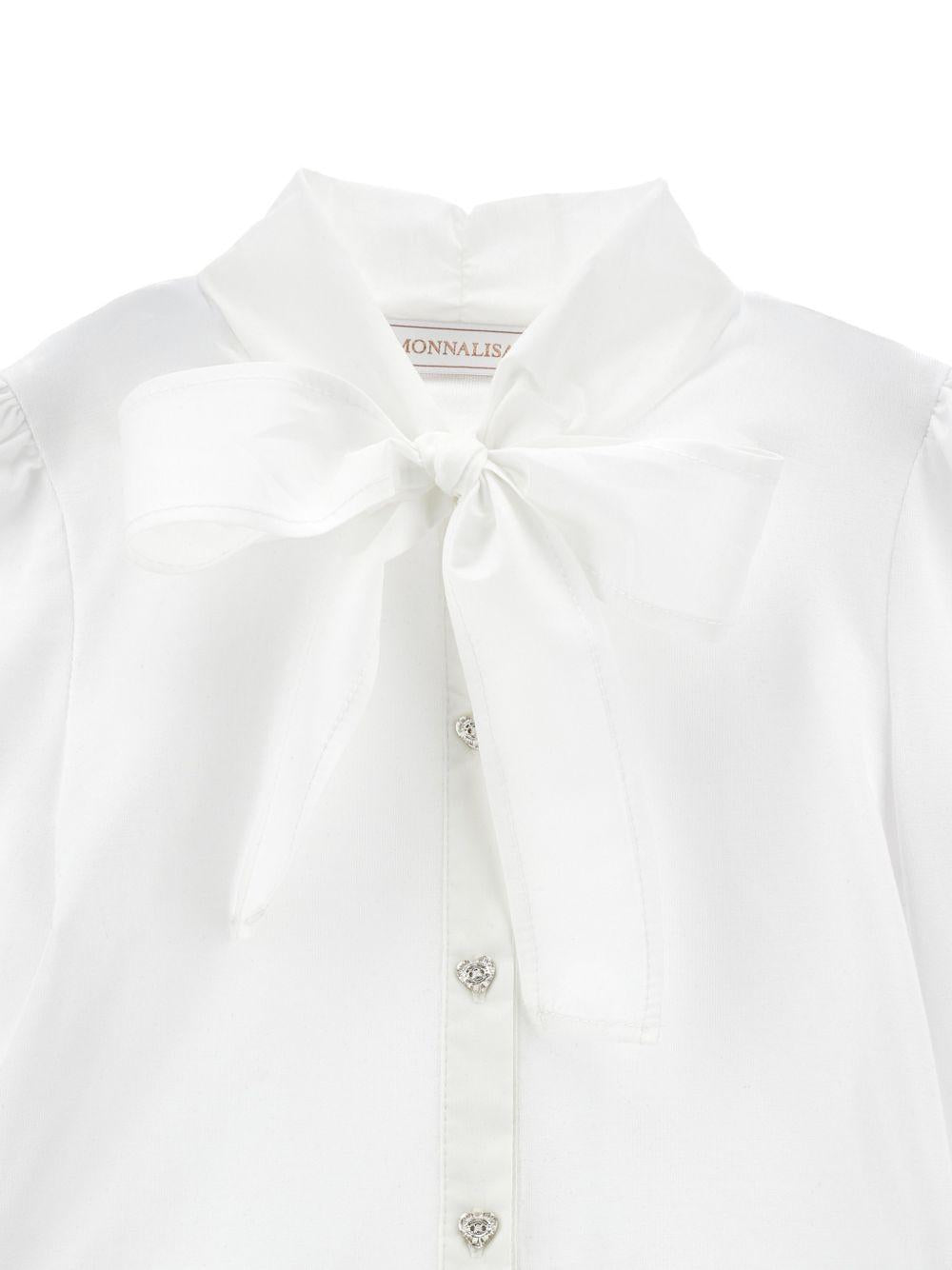 Camicia per bambina Monnalisa Kids bianca con colletto con fiocco 18HOCA 8201 0099 MONNALISA KIDS 