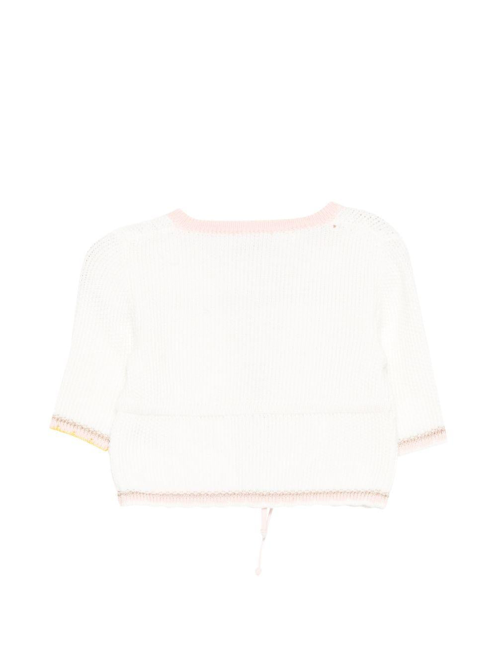 Cardigan per neonata Gensami bianco con applicazione farfalle CARD-BUTTERFLY-CO OFF WHITE/PINK GENSAMI 