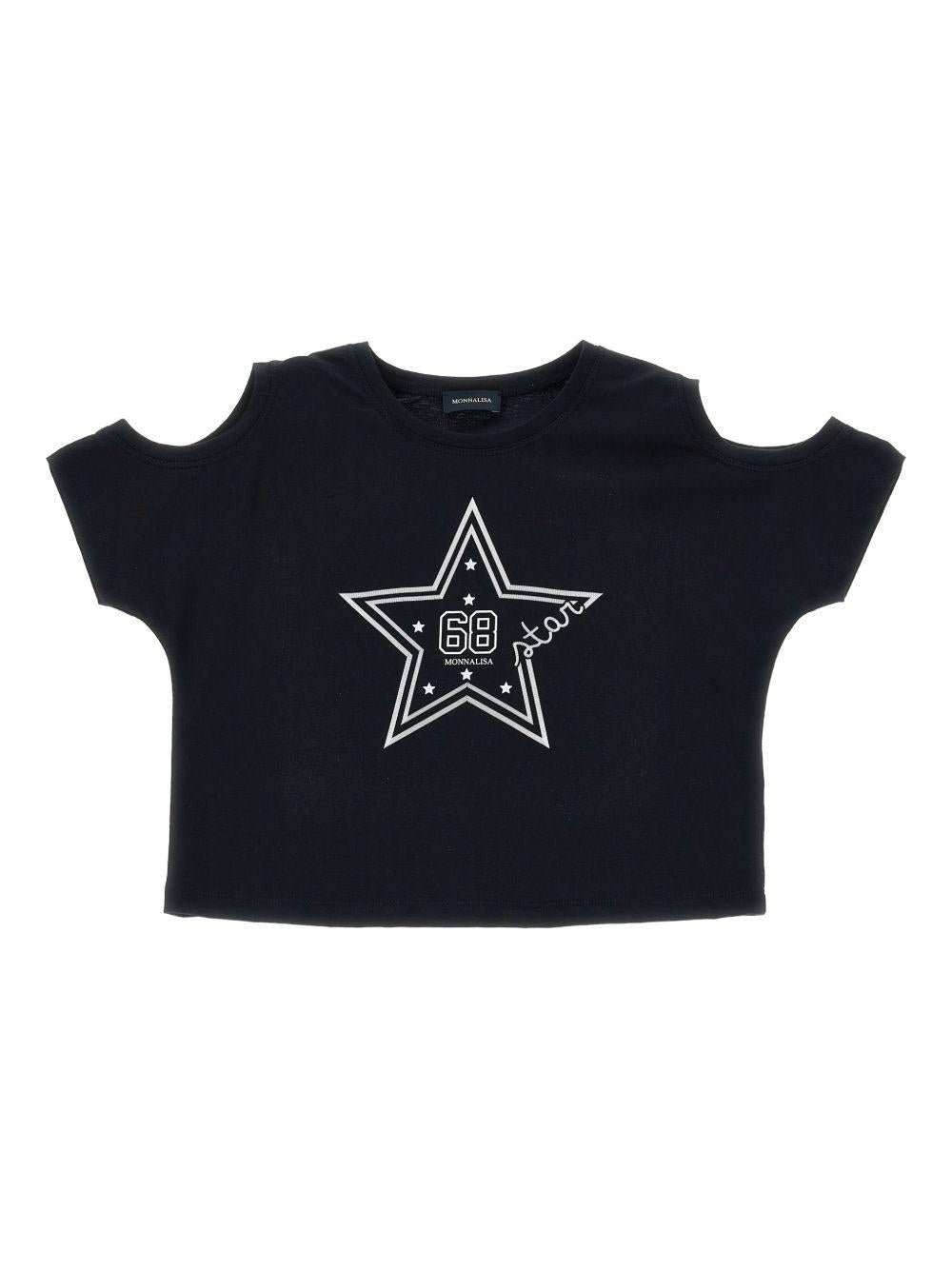 T-shirt per bambina Monnalisa nera con stampa stella 41G603 7206 0050 MONNALISA KIDS 