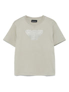 T-shirt con logo e timbro per bambino Emporio Armani Kids verde con girocollo EB000170 AF13218 U8145 EMPORIO ARMANI KIDS 