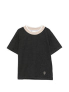 T-shirt per bambino Eleventy Kids grigia con girocollo a contrasto EZ8H11 Z3711 811 ELEVENTY KIDS 