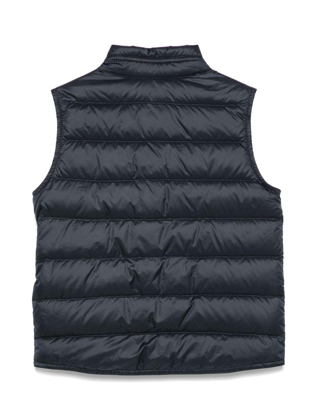 Gilet per bambino Moncler Enfant blu navy con logo sul petto L19541A00034597YF 778 MONCLER KIDS 