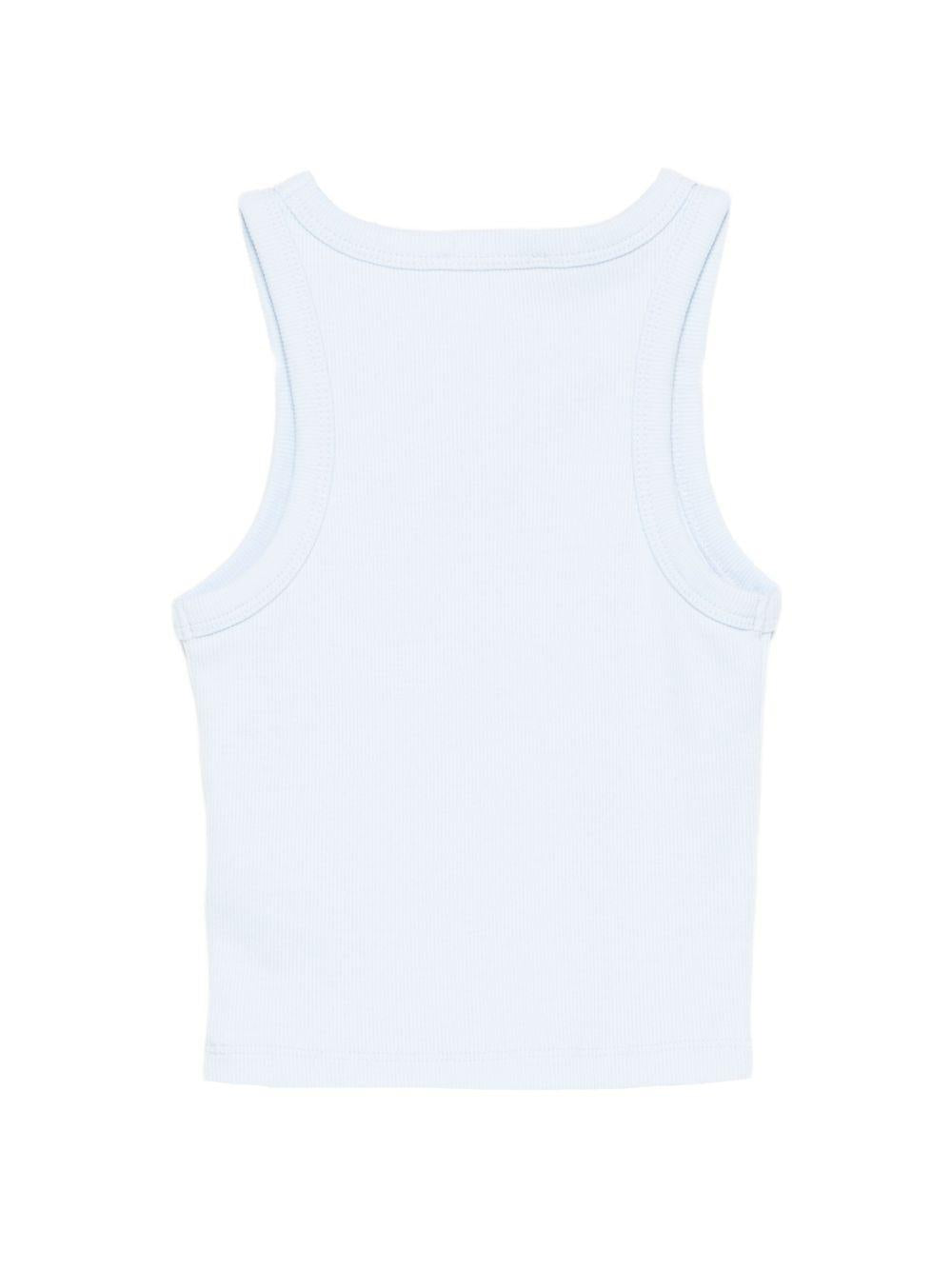 Canotta per bambina MC2 Saint Barth Kids azzurra con fragole ricamate all-over BLUE002 02269L MC2 ST. BARTH KIDS 