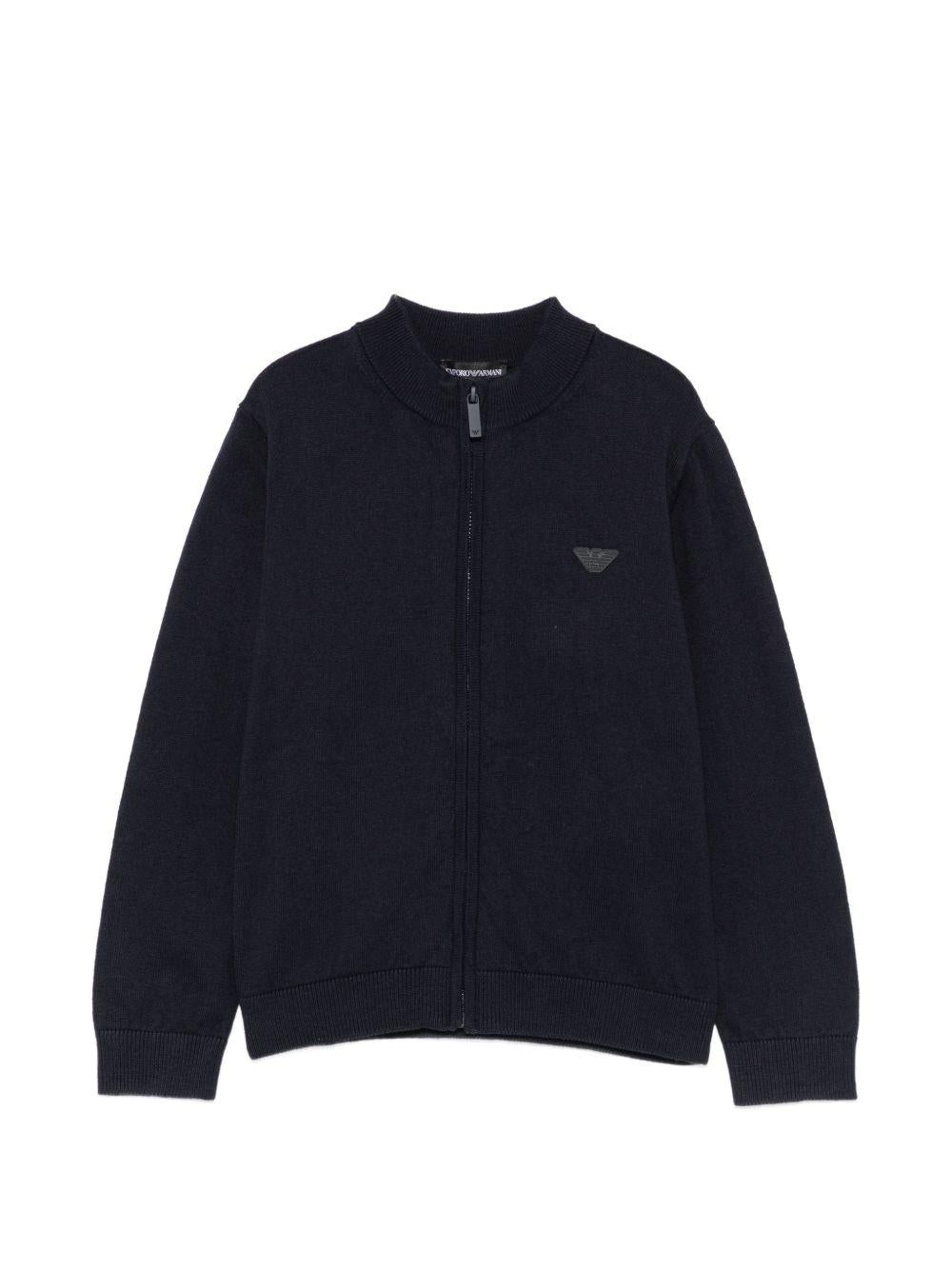 Cardigan per bambino Emporio Armani Kids blu con chiusura con zip EB000439 AF28773 UB118 EMPORIO ARMANI KIDS 