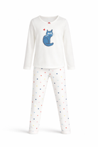 Pigiama per bambina Petit Bateau bianco con stampa gatto A0FBT 01 PETIT BATEAU KIDS 