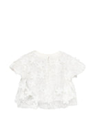 Top per bambina Balmain Kids bianco con motivo floreale BY5021 U0263 100 BALMAIN KIDS 