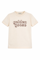 T-shirt per bambino Golden Goose Kids beige con logo GKP01403P002433 11560 GOLDEN GOOSE KIDS 