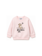 Felpa per neonata Moschino Kids rosa con motivo Teddy Bear MVF060LCA83 50209 MOSCHINO KIDS 
