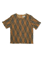 T-shirt per bambina Burberry Kids marrone a quadri con ruches 8100073 B9368 BURBERRY KIDS 