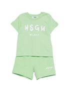 Set 2 pezzi per neonato MSGM Kids verde con stampa logo S6MSUNTR264 MS077 MSGM KIDS 