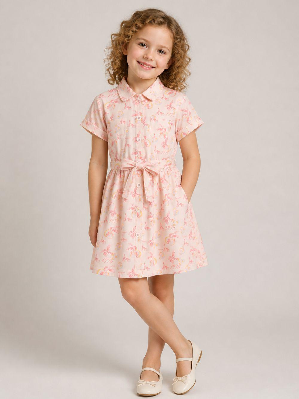 Abito per bambina Bonpoint beige con stampa floreale P06GDRW00001 603 BONPOINT KIDS 