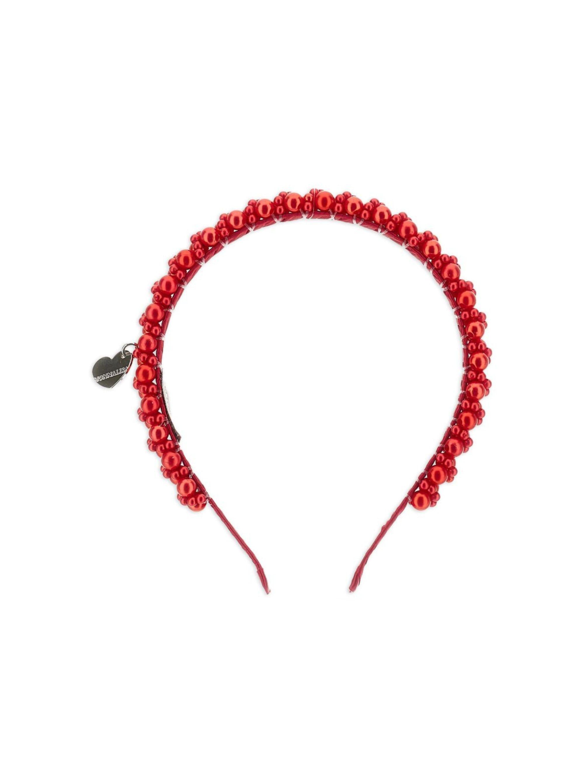 Cerchietto per bambina Monnalisa rosso con decorazione di perle 17G006 7759 0044 MONNALISA KIDS 