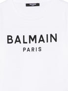 T-shirt per bambino Balmain Kids bianca con logo sul davanti BY8R11 Z3672 100NE BALMAIN KIDS 