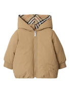 Piumino reversibile per neonato Burberry Kids marrone a quadri 8112753 B9368 BURBERRY KIDS 