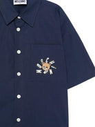 Camicia per bambino Moschino Kids blu con colletto classico HUC01WLLA10 40016 MOSCHINO KIDS 