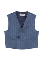 Gilet per bambino DONDUP Kids blu con motivo gessato DMGL0030TV117 4019 DONDUP KIDS 