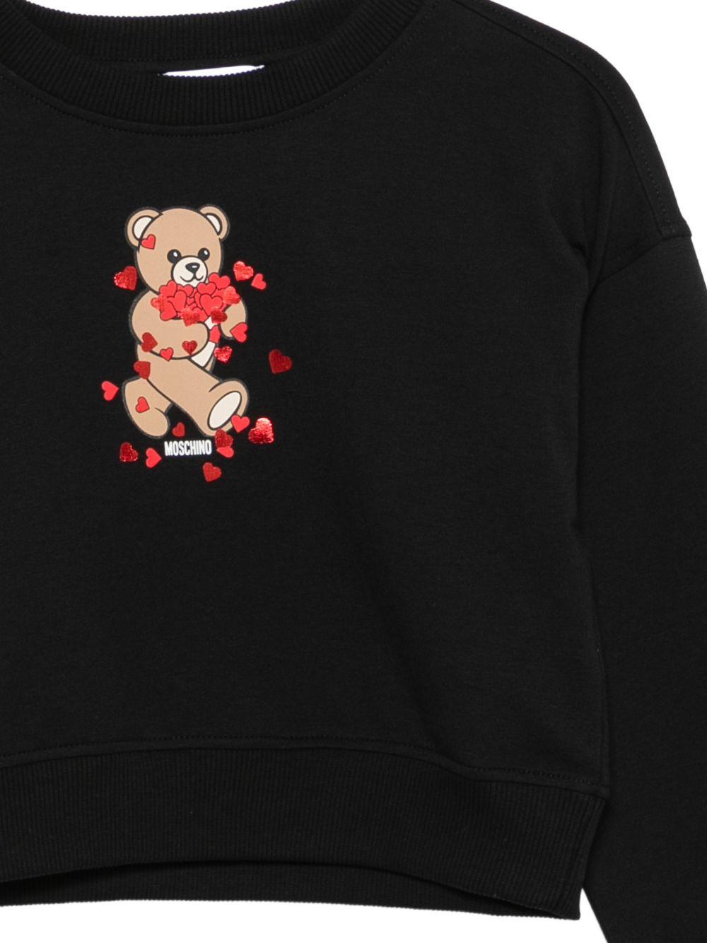 Felpa per bambina Moschino Kids nera con dettaglio Teddy Bear HBF06GLDA63 60100 MOSCHINO KIDS 