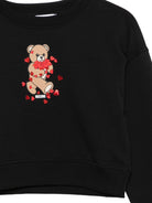 Felpa per bambina Moschino Kids nera con dettaglio Teddy Bear HBF06GLDA63 60100 MOSCHINO KIDS 