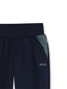 Pantaloni sportivi per bambino Boss Kids blu con logo tono su tono J52908 849 BOSS KIDS 