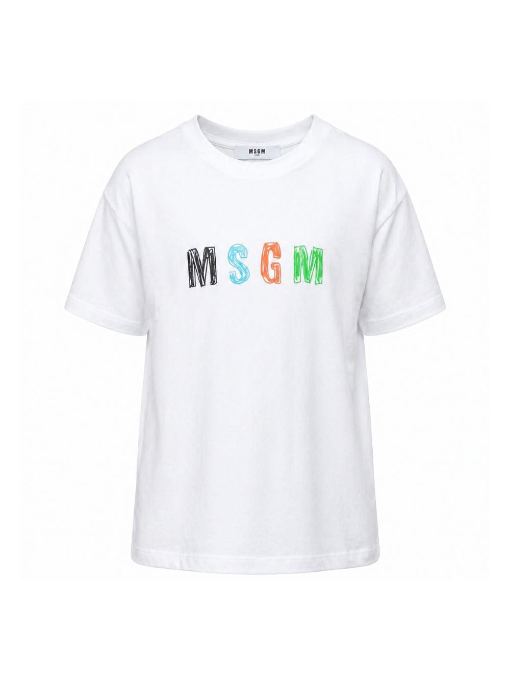 T-shirt per bambino MSGM Kids bianca con stampa grafica S6MSJBTH232 001 MSGM KIDS 