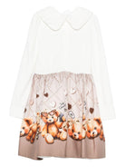 Abito per bambina Monnalisa beige con stampa orsetti 11F915 6603 0106 MONNALISA 