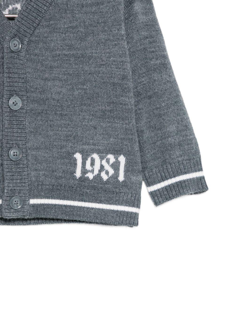 Cardigan per neonato Emporio Armani Kids grigio con scollo a V EB001584 AF27314 O8035 EMPORIO ARMANI KIDS 