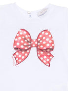 T-shirt per neonata Monnalisa bianco con stampa fiocco sul davanti 39E617 5011 0099 MONNALISA KIDS 