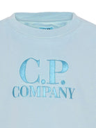 T-shirt per bambino C.P. Company Kids azzurra con logo sul davanti CNM00QLAA17 41372 C.P.COMPANY KIDS 
