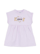 Abito per neonata Moschino Kids viola con stampa Teddy Bear MDV0DFLCA86 51683 MOSCHINO KIDS 
