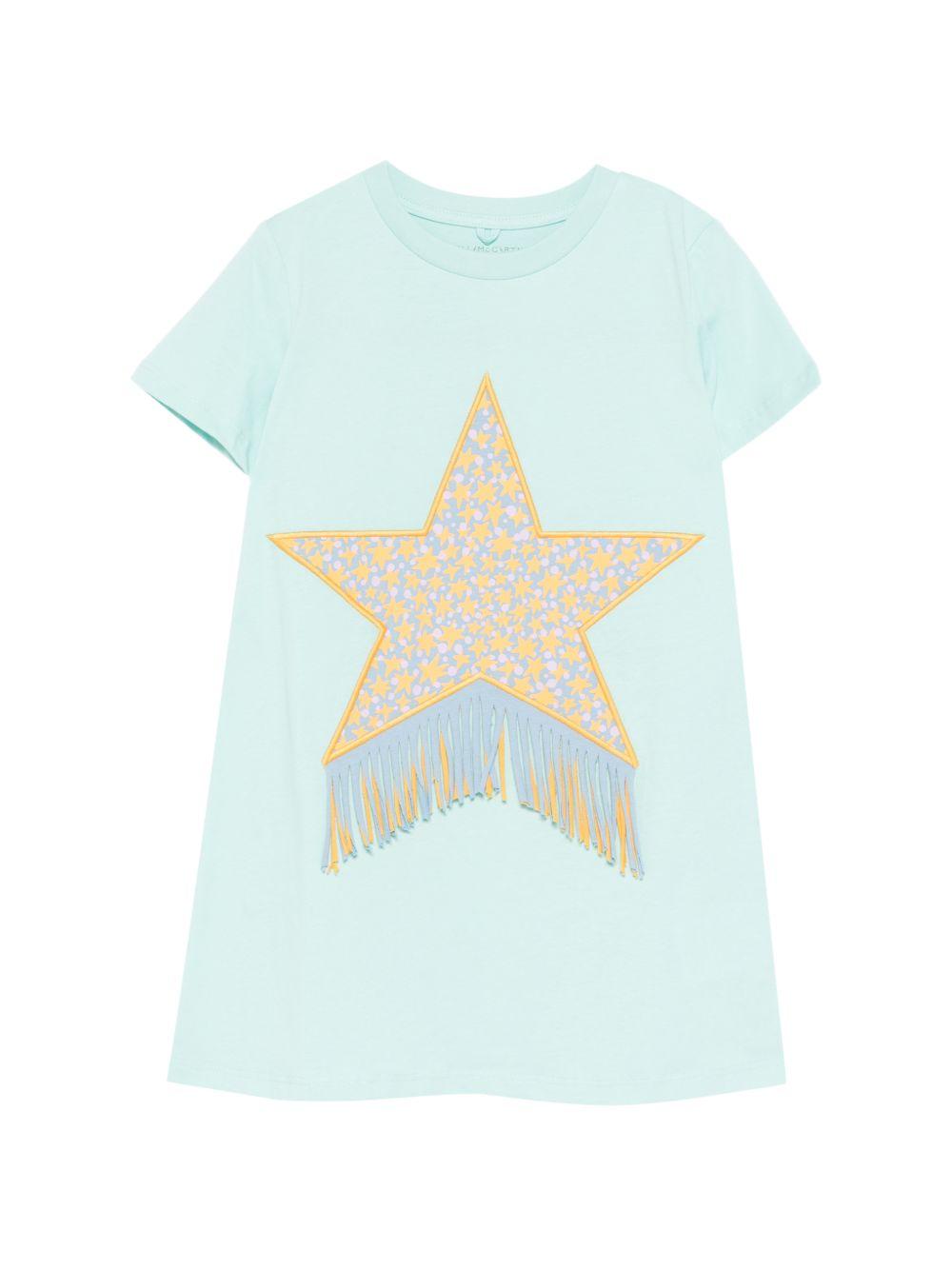 Abito per bambina Stella McCartney Kids azzurro con stella sul davanti TY1A91 Z0434 683 STELLA McCARTNEY KIDS 