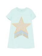 Abito per bambina Stella McCartney Kids azzurro con stella sul davanti TY1A91 Z0434 683 STELLA McCARTNEY KIDS 
