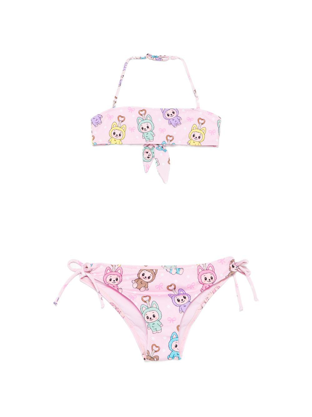 Bikini per bambina MC2 Saint Barth Kids Mary rosa con stampa fumetto MARY001 00756L MC2 ST. BARTH KIDS 