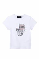 T-shirt per bambina Karl Lagerfeld Kids bianco con dettaglio logo Z31158 10P KARL LAGERFELD KIDS 