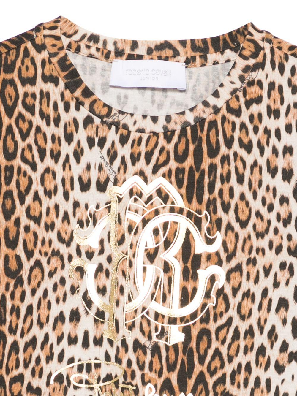 T-shirt per bambina Roberto Cavalli Kids animalier con logo sul davanti CGP26124TS MACULA N.H. ROBERTO CAVALLI KIDS 