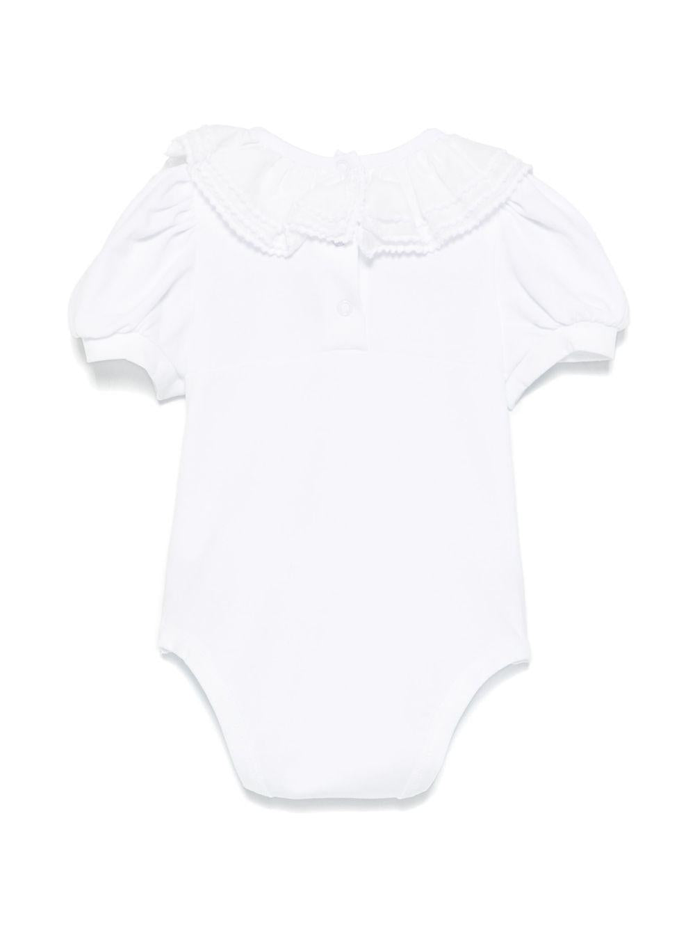 Body per neonata Monnalisa bianco con strass con colletto con increspature 37E300 5001 0099 MONNALISA 